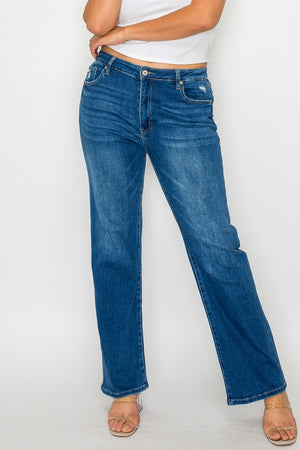 bytos Full Size Cat's Whiskers High Rise Straight Jeans - All Mine Now Clothing