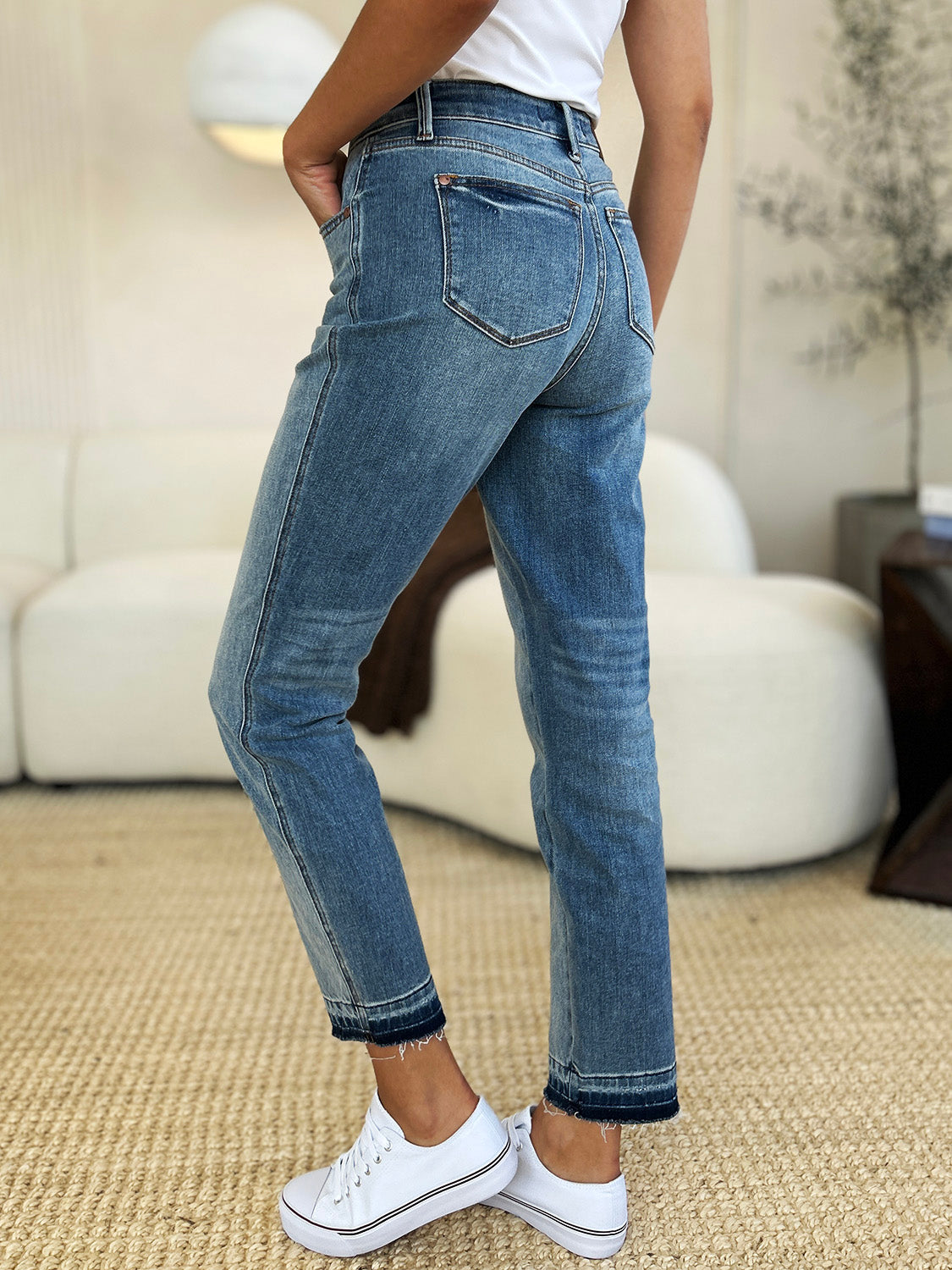 Judy Blue Full Size Mid Rise Rigid Magic Release Hem Jeans - All Mine Now Clothing