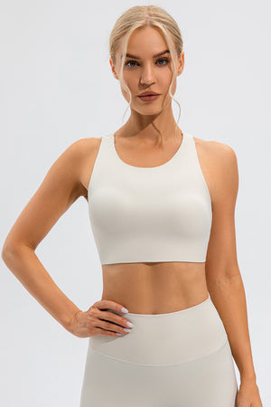 Round Neck Cutout Cropped Active Tank - All Mine Now Clothing