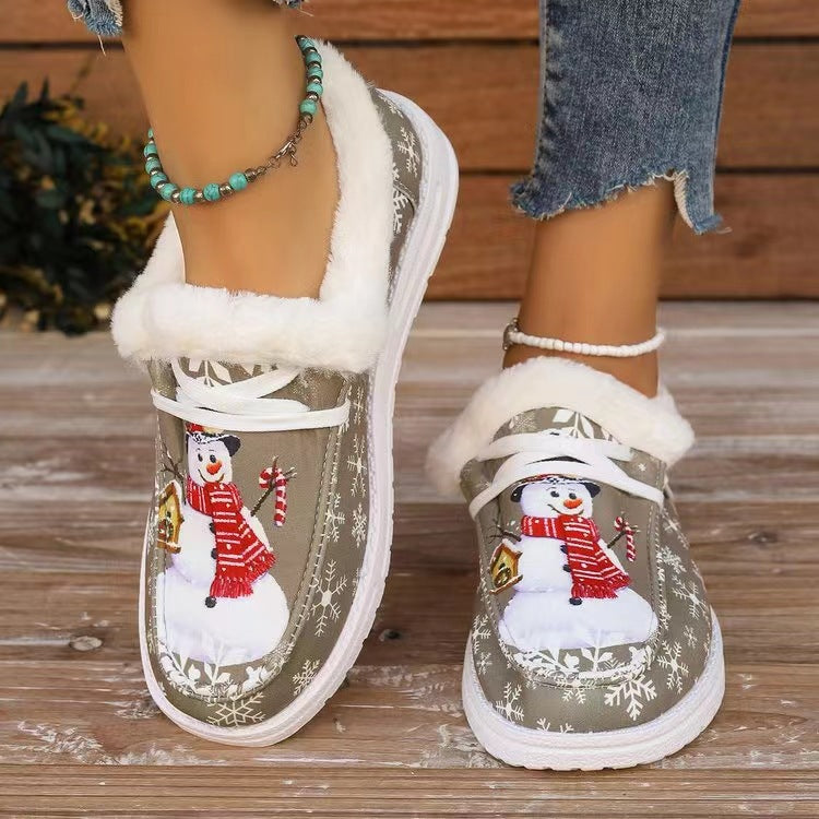 Snowman Print Round Toe Slip-Ons - All Mine Now Clothing