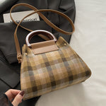 Contrast Plaid Trapezoid Shape Crossbody Bag - All Mine Now Clothing