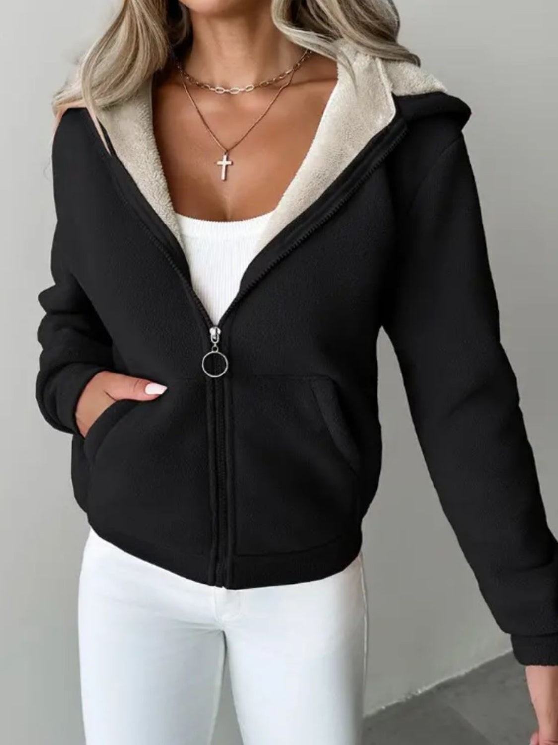 Full Size Zip Up Long Sleeve Hooded Outerwear - All Mine Now Clothing