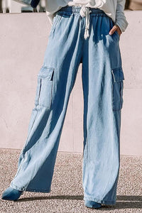 Drawstring Wide Leg Jeans with Pockets - All Mine Now Clothing