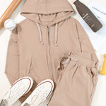 Drawstring Zip Up Hoodie and Pants Active Set - All Mine Now Clothing