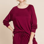 Super Lady Round Neck Raglan Sleeve Top and Pants Lounge Set - All Mine Now Clothing