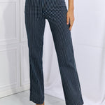 Judy Blue Cassidy Full Size High Waisted Tummy Control Striped Straight Jeans Trendsi