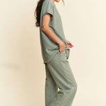 Davi & Dani Round Neck Short Sleeve Top and Pants Set - All Mine Now Clothing