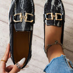 Metal Canvas Round Toe Slip-Ons