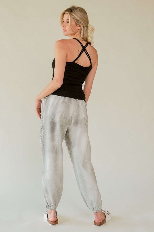 Davi & Dani Rhinestone Elastic Waist Joggers - All Mine Now Clothing