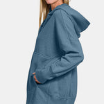 Zenana Half Snap Long Sleeve Hoodie with Kangaroo Pocket - All Mine Now Clothing