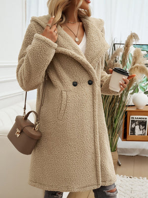 Devine Pocketed Long Sleeve Hooded Teddy Coat - All Mine Now Clothing