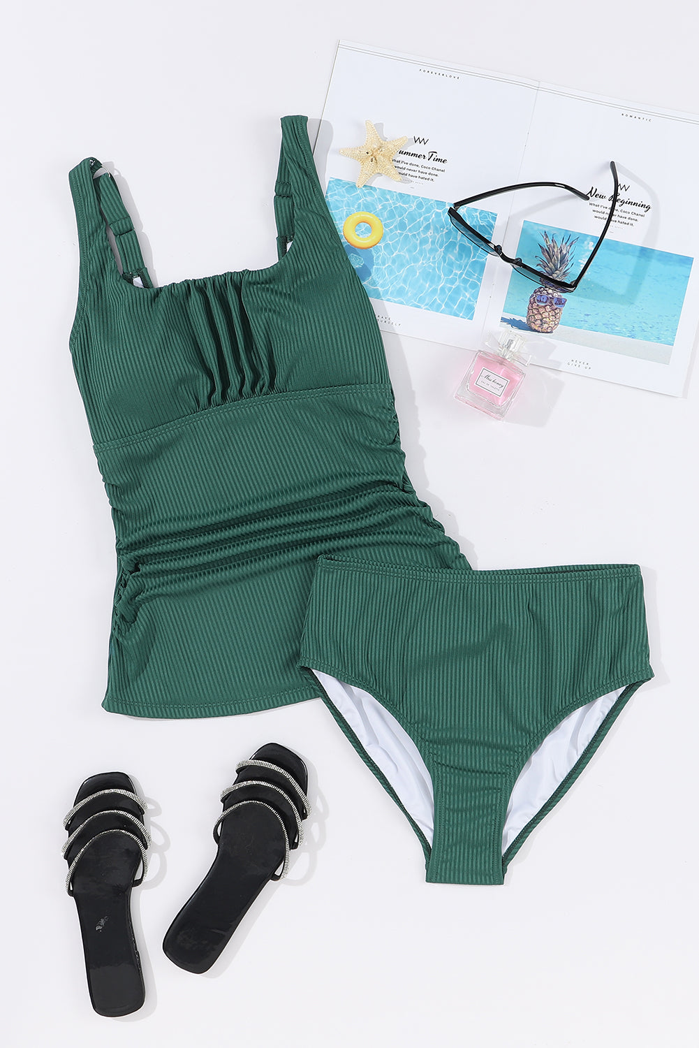 Square Neck Wide Strap Tankini Set - All Mine Now Clothing