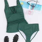 Square Neck Wide Strap Tankini Set - All Mine Now Clothing