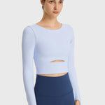 Millennia Cutout Long Sleeve Cropped Sports Top - All Mine Now Clothing