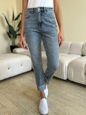 Judy Blue Full Size High Waist Cuff Hem Jeans - All Mine Now Clothing