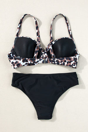 Leopard Sweetheart Neck Bikini Set - All Mine Now Clothing