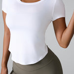 Cutout Round Neck Short Sleeve Active T-Shirt - All Mine Now Clothing