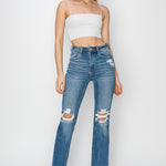 RISEN High Rise Distressed Ankle Jeans Trendsi