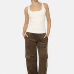 Mono B Elastic Waist Corduroy Cargo Pants - All Mine Now Clothing