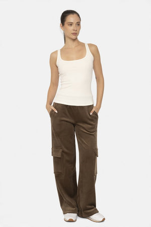 Mono B Elastic Waist Corduroy Cargo Pants - All Mine Now Clothing