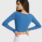 Millennia Cutout Long Sleeve Cropped Sports Top - All Mine Now Clothing