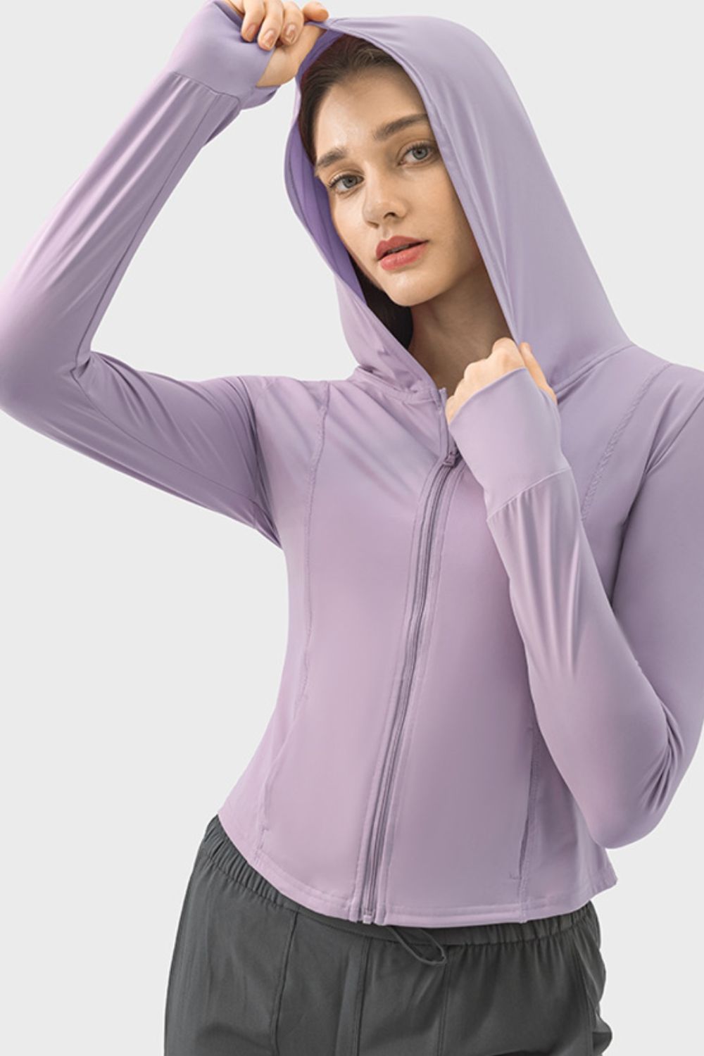 Millennia Pocketed Zip Up Hooded Long Sleeve Active Outerwear - All Mine Now Clothing