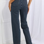 Judy Blue Cassidy Full Size High Waisted Tummy Control Striped Straight Jeans Trendsi