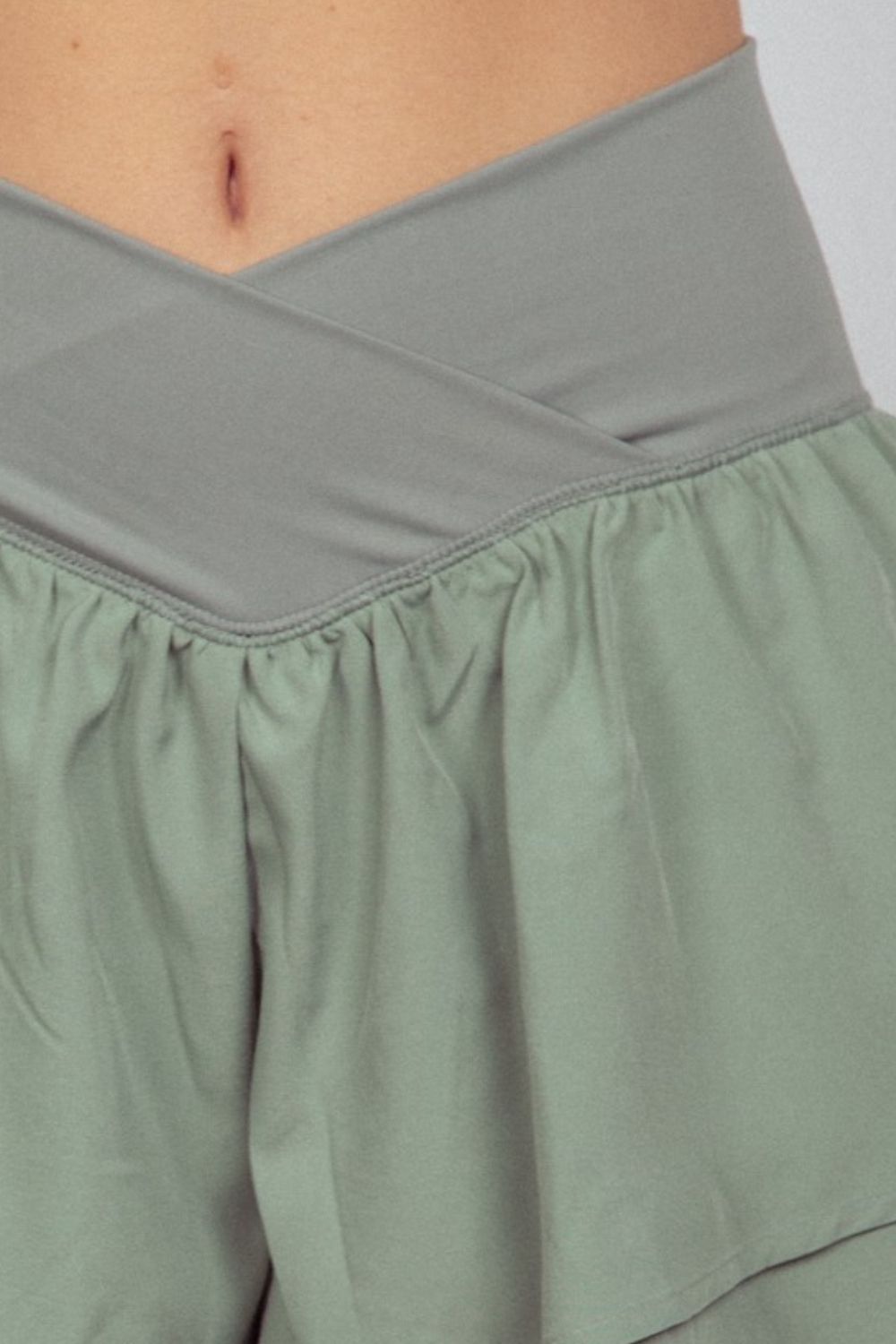 VERY J V-Shaped High Waist Layered Active Shorts - All Mine Now Clothing