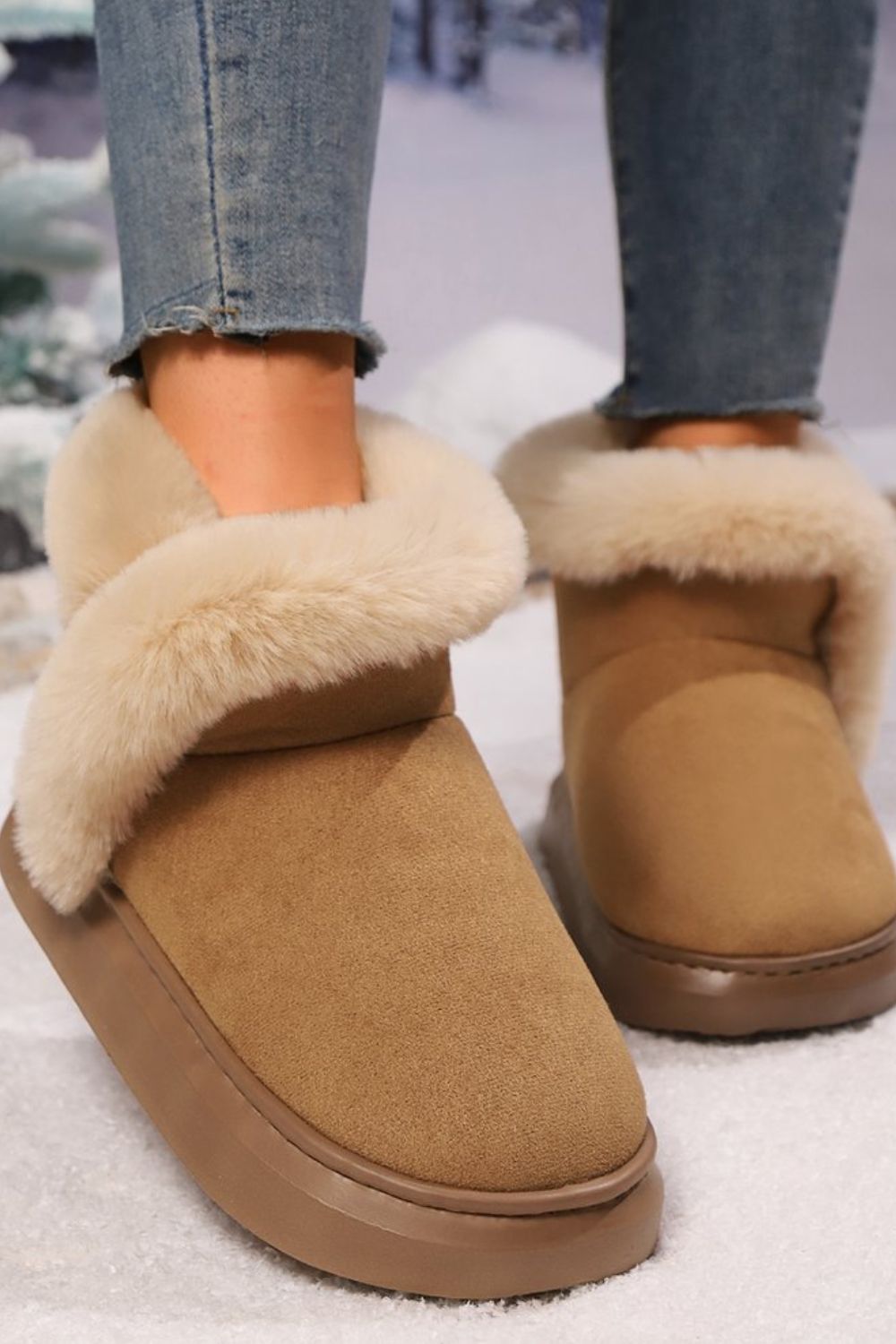 Faux Fur Round Toe Platform Boots - All Mine Now Clothing