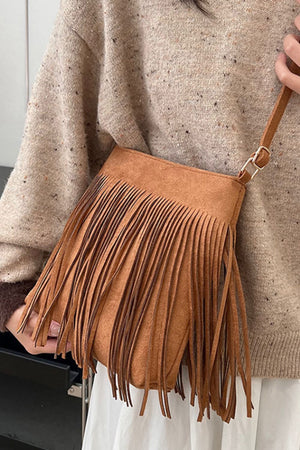 Suede Fringe Shoulder Bag - All Mine Now Clothing