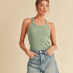 Aemi + Co Scoop Neck Ribbed Tank Top