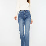 Kancan Cat's Whiskers High Waist Flare Jeans Trendsi