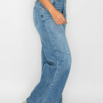 bytos Full Size High Rise Wide Leg Jeans with Pockets Trendsi