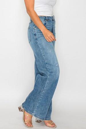 bytos Full Size High Rise Wide Leg Jeans with Pockets Trendsi