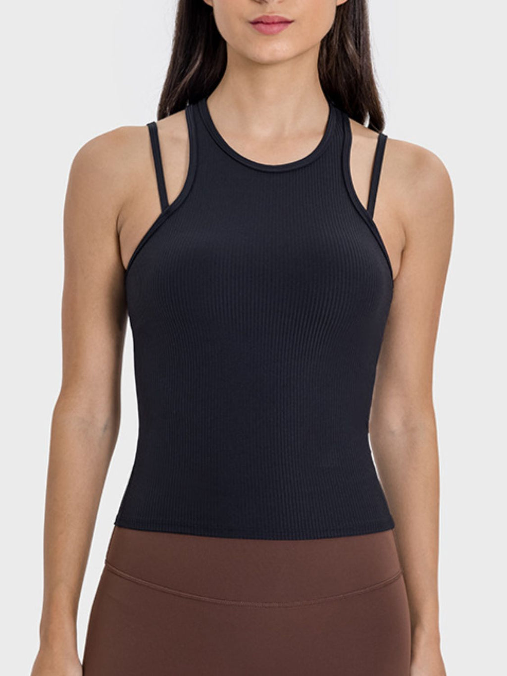 Millennia Cutout Round Neck Racerback Active Tank - All Mine Now Clothing