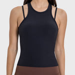 Millennia Cutout Round Neck Racerback Active Tank - All Mine Now Clothing