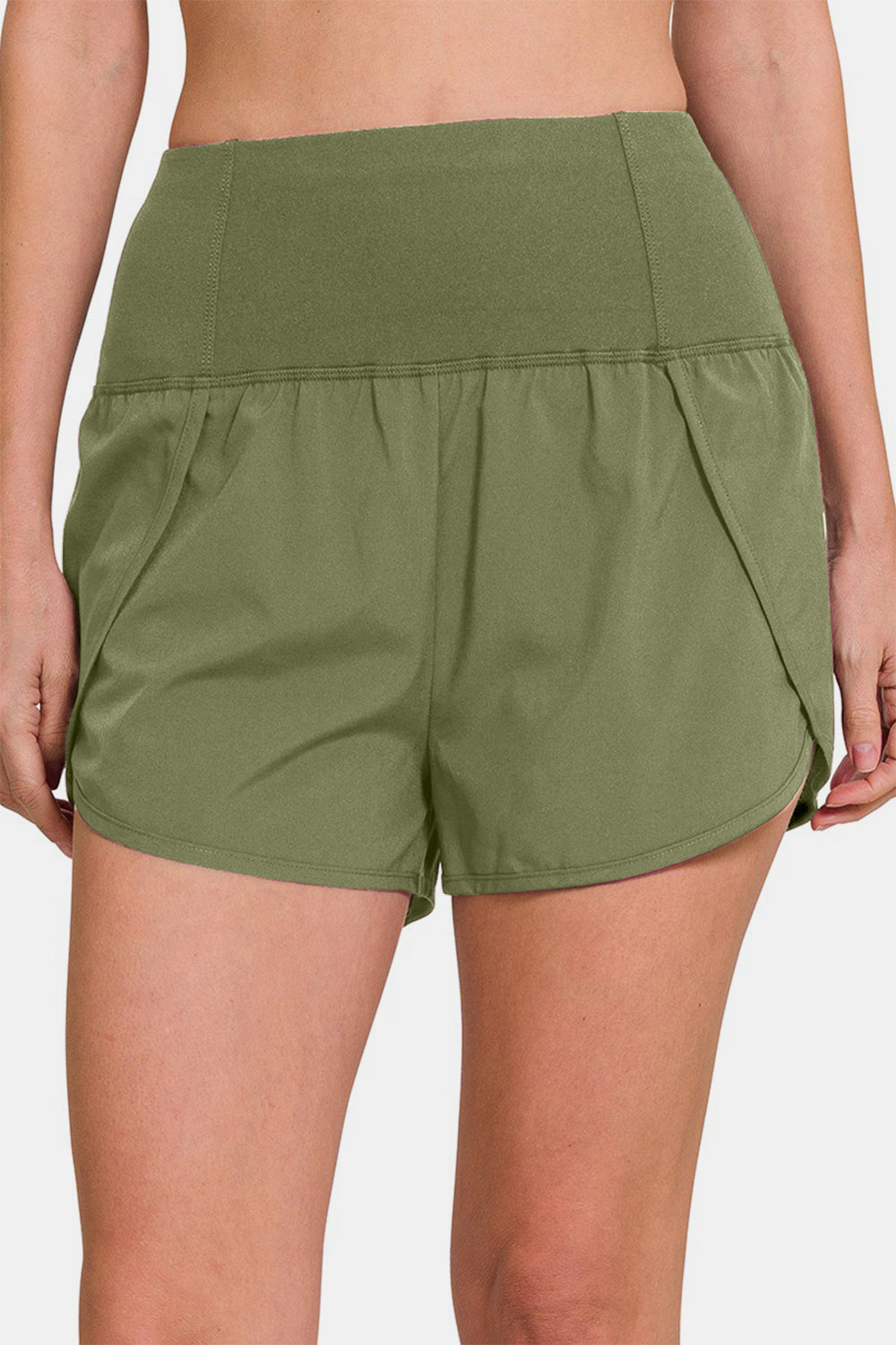 Zenana High-Waisted Zippered Back Pocket Active Shorts - All Mine Now Clothing