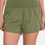 Zenana High-Waisted Zippered Back Pocket Active Shorts - All Mine Now Clothing