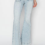 Risen Full Size High Rise Front Patch Pocket Flare Jeans Trendsi