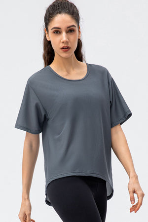 Round Neck Short Sleeve Active Tee - All Mine Now Clothing