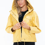 How Dare U Drawstring Hem PU Leather Zip Up Jacket - All Mine Now Clothing