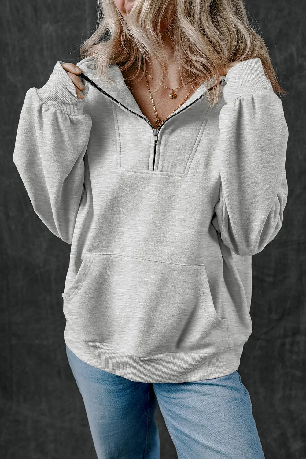 Half Zip Long Sleeve Sweatshirt - All Mine Now Clothing