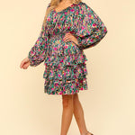 Haptics V-Neck Satin Floral Layered Dress - All Mine Now Clothing