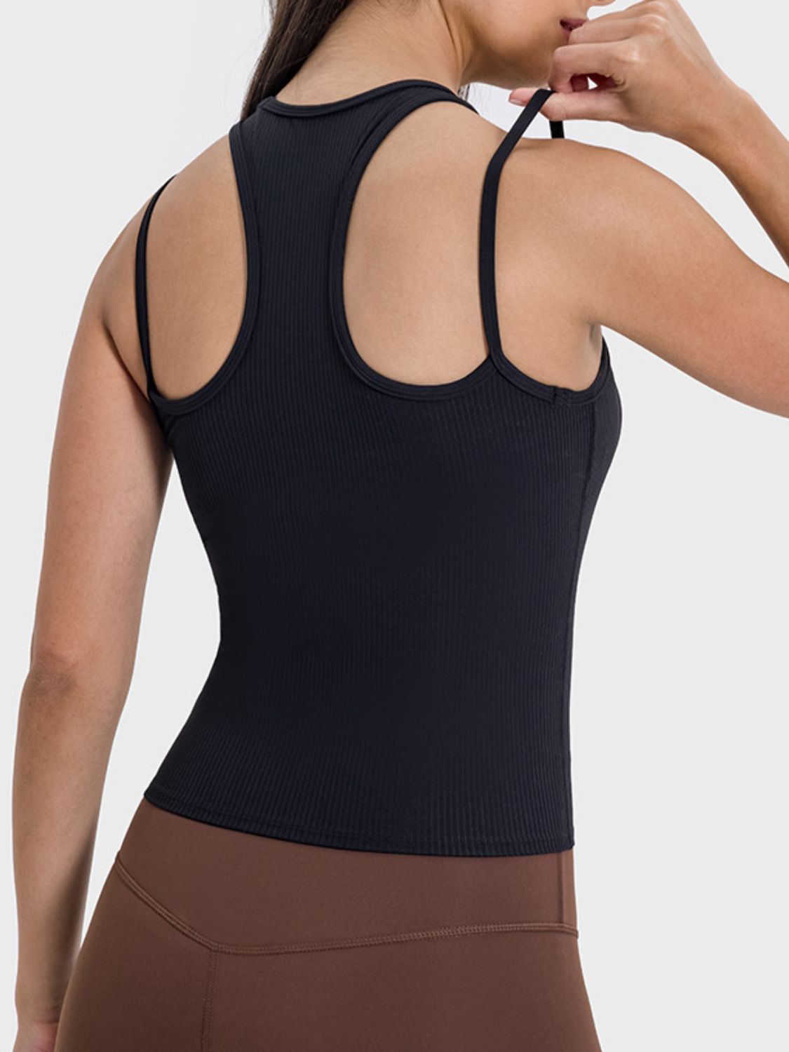 Millennia Cutout Round Neck Racerback Active Tank - All Mine Now Clothing