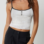 Devine Polka Dot Square Neck Cropped Cami