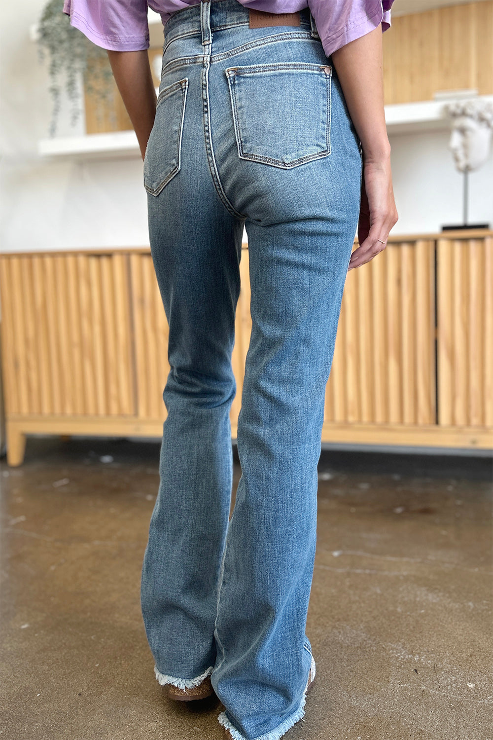 Judy Blue Full Size Distressed Raw Hem Bootcut Jeans - All Mine Now Clothing