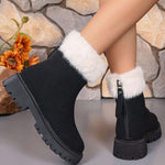 Faux Fur Trim Suede Platform Boots