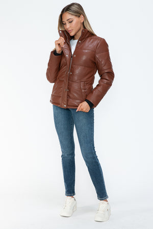 YMI Pocketed Zip Up Turtleneck Puffer Jacket - All Mine Now Clothing