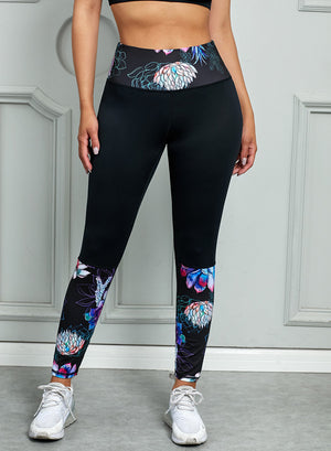 Printed Wide Waistband Active Leggings - All Mine Now Clothing