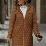 Texture Zip Up Long Sleeve Hooded Coat - All Mine Now Clothing